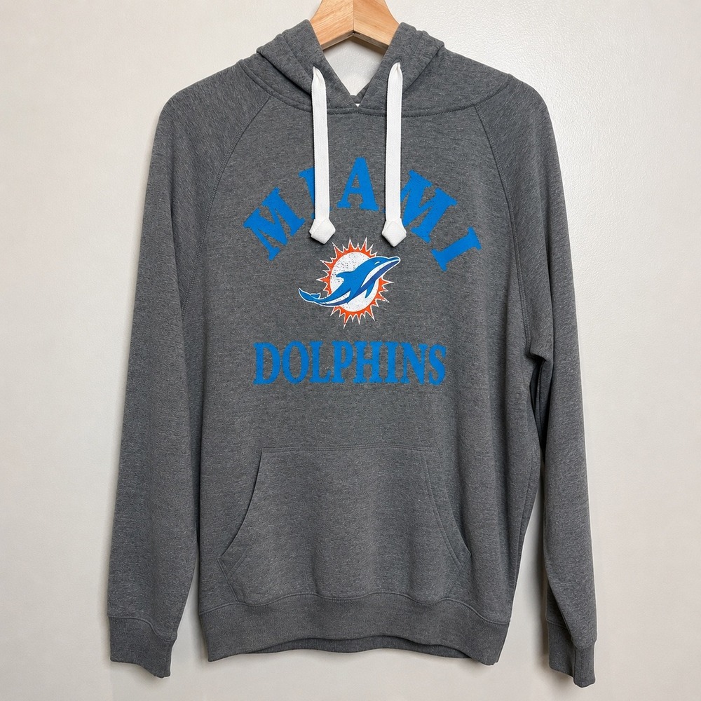 NFL Team Apparel Miami Dolphins Hoodie Men M Gray Heather Cotton Fleece Fanwear